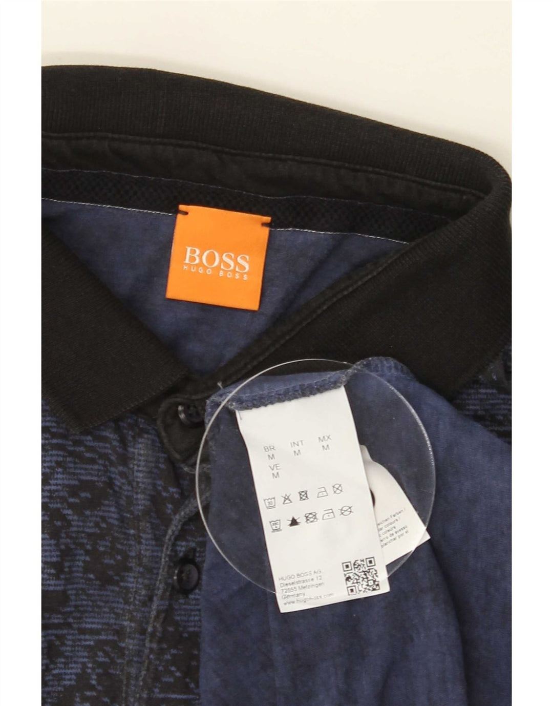 Hugo Boss Mens Polo Shirt Medium Navy Blue Floral Cotton