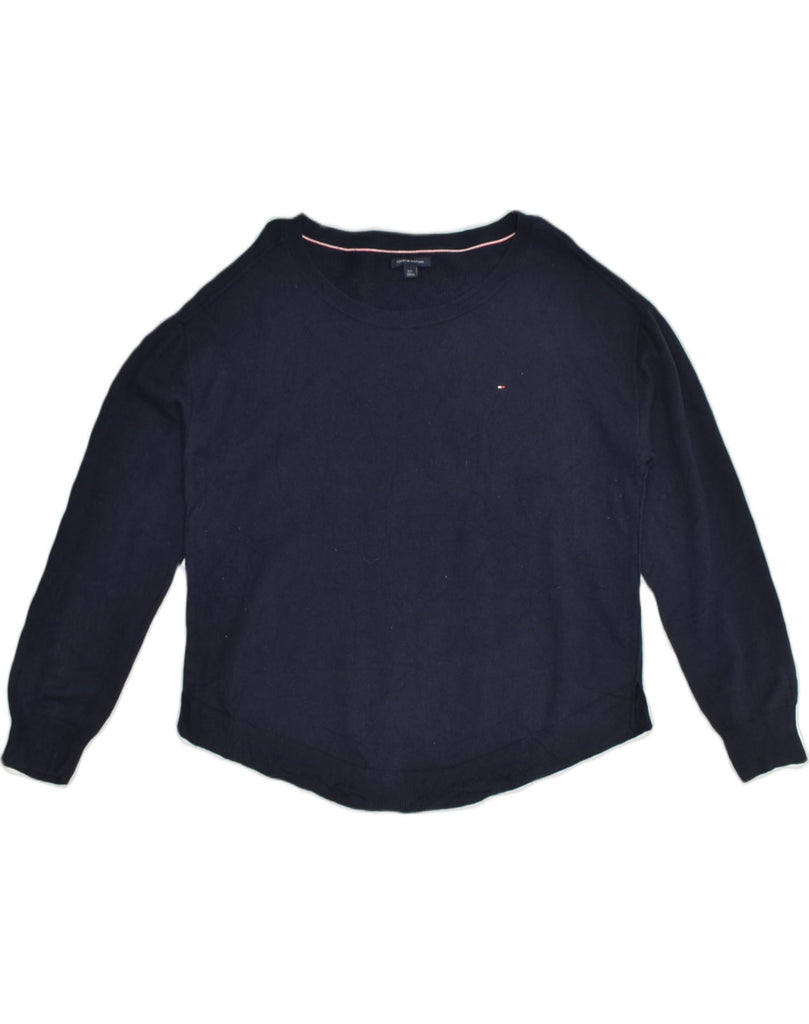 TOMMY HILFIGER Womens Boat Neck Jumper Sweater UK 16 Large Navy Blue | Vintage Tommy Hilfiger | Thrift | Second-Hand Tommy Hilfiger | Used Clothing | Messina Hembry 