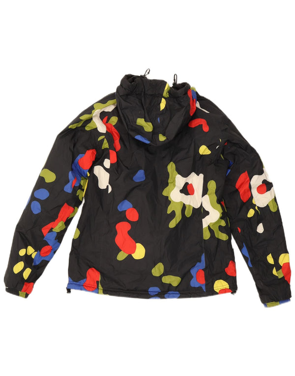 K-Way Girls Hooded Reversible Jacket 5-6 Years Black Floral