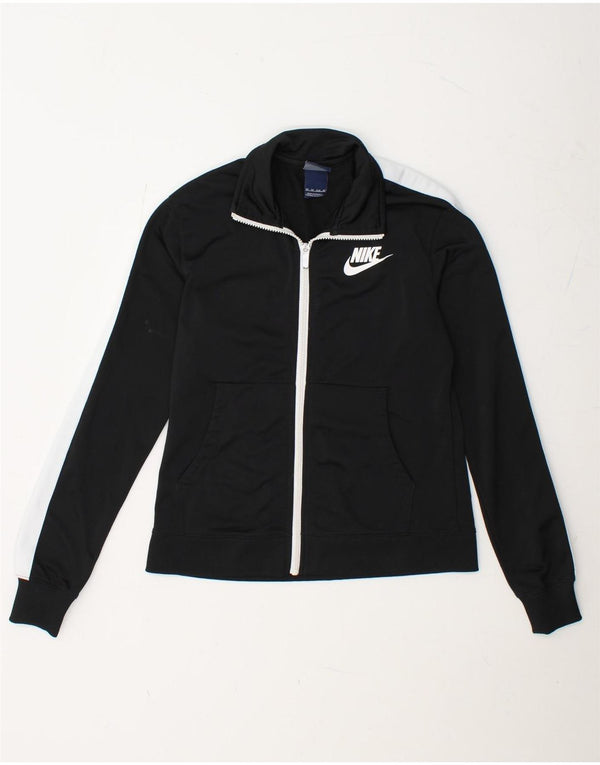 NIKE Womens Loose Fit Tracksuit Top Jacket UK 6 XS Black Colourblock
