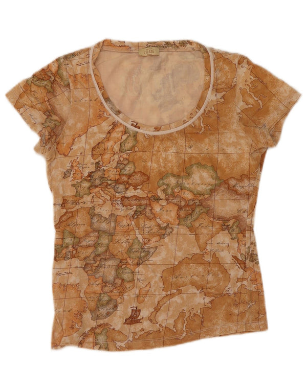 ALVIERO MARTINI Womens 1' CLASSE Graphic T-Shirt Top UK 12 Medium Beige