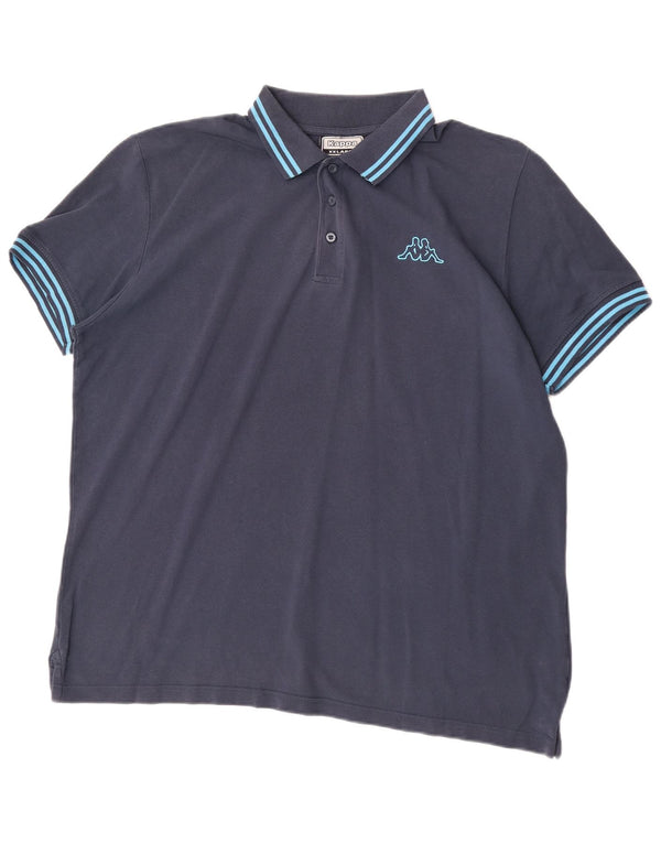 Kappa Mens Polo Shirt 2XL Navy Blue Striped Cotton