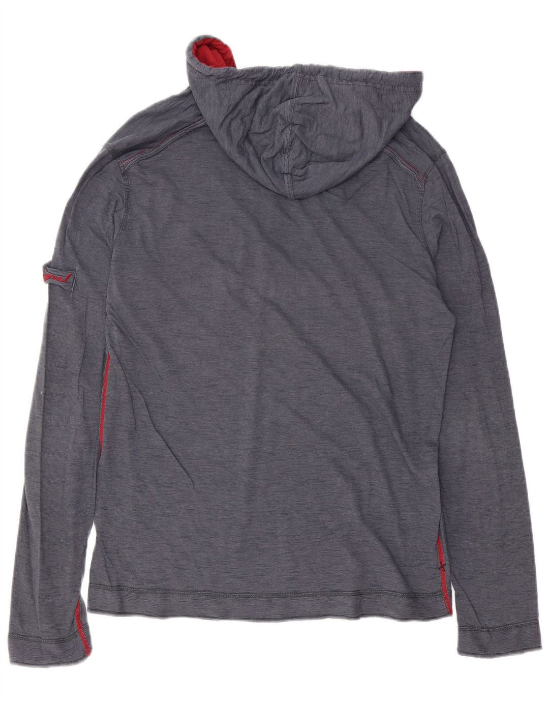 DESIGUAL Mens Hooded Graphic Top Long Sleeve Medium Grey