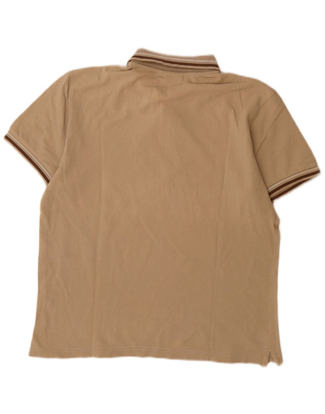 Diadora Mens Polo Shirt Medium Beige Striped Cotton