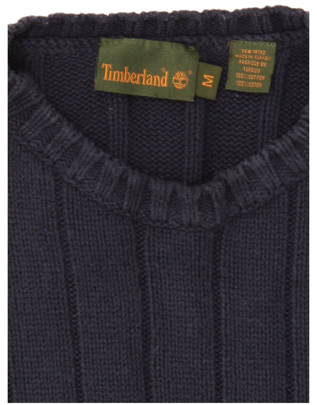 Timberland Mens Crew Neck Jumper Sweater Medium Navy Blue Cotton