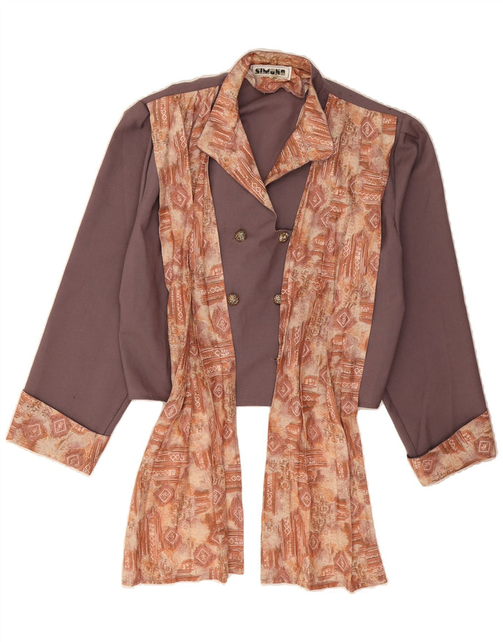 VINTAGE Womens Crop Blazer Jacket UK 14 Medium Purple Patchwork Vintage Vintage and Second-Hand Vintage from Messina Hembry 