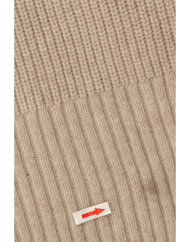 Zara Womens Oversized Turtle Neck Jumper Sweater UK 10 Small Beige Wool