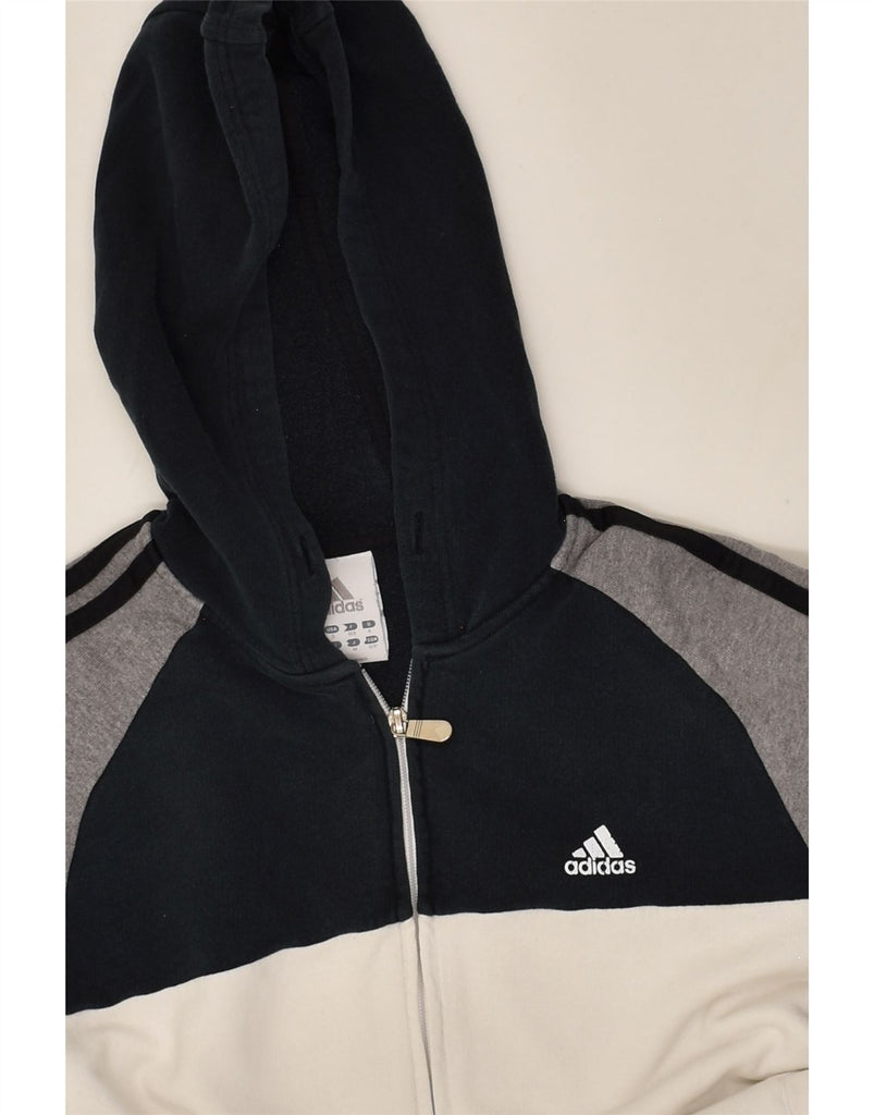 ADIDAS Mens Zip Hoodie Sweater UK 36/38 Medium Grey Colourblock Cotton | Vintage Adidas | Thrift | Second-Hand Adidas | Used Clothing | Messina Hembry 