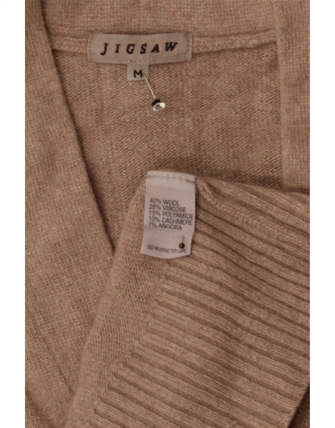 Jigsaw Womens Cardigan Sweater UK 14 Medium Beige Wool