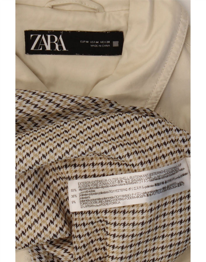 Zara Womens Trench Coat UK 14 Medium Beige Cotton
