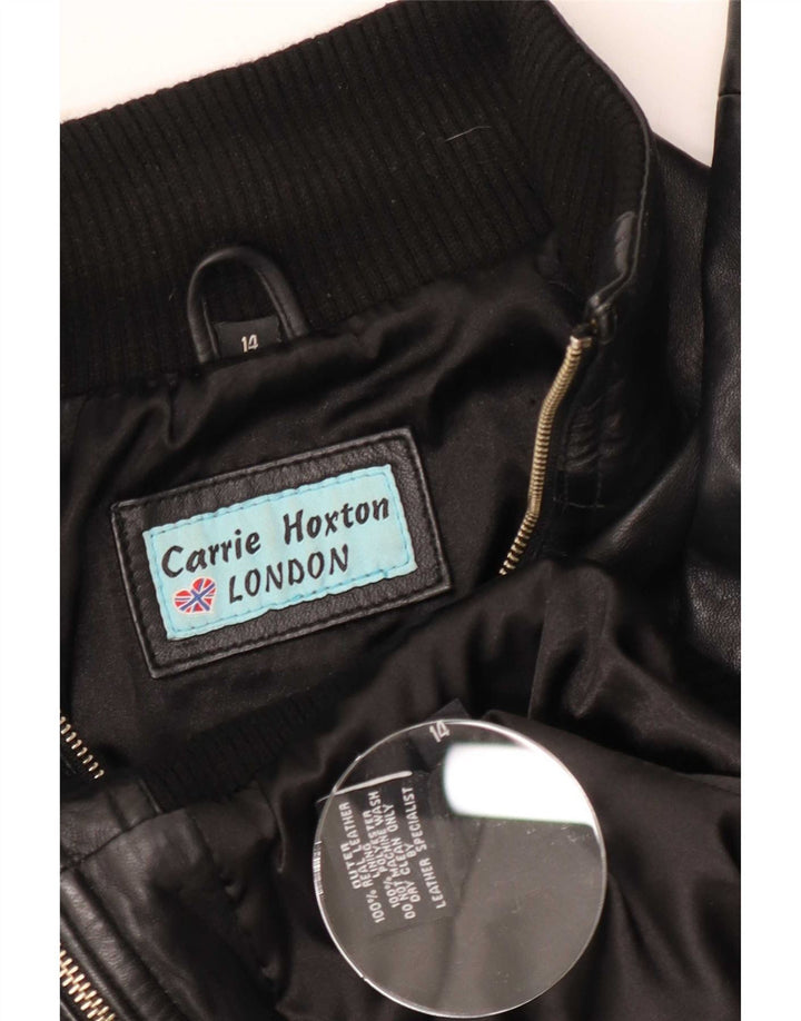 Carrie Hoxton Womens Leather Jacket UK 14 Medium Black