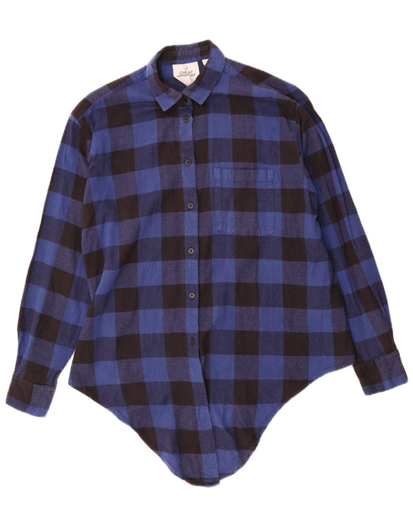 Cheap Monday Womens Asymmetric Oversized Flannel Shirt UK 6 XS Blue Gingham