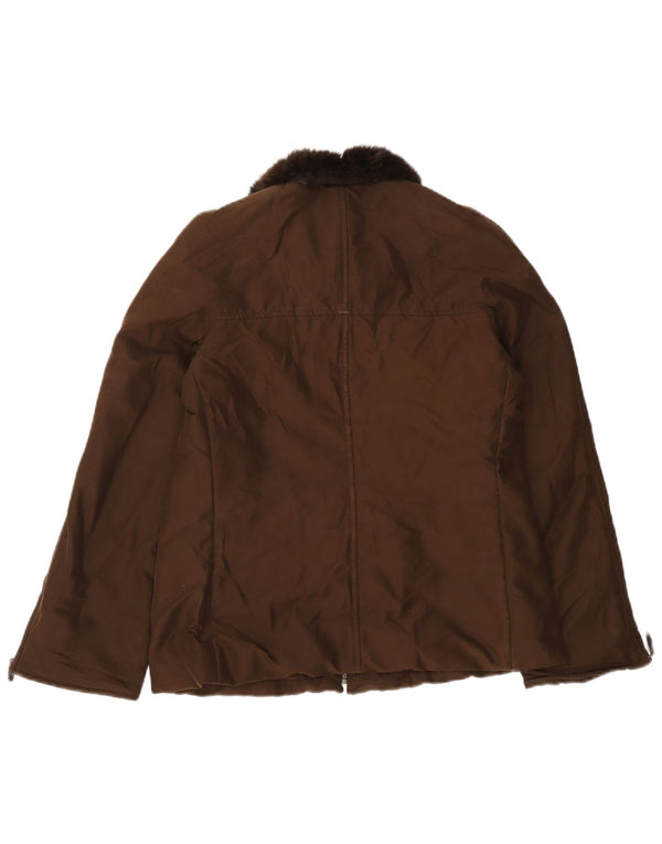 Marella Womens Bomber Jacket UK 12 Medium Brown Polyester