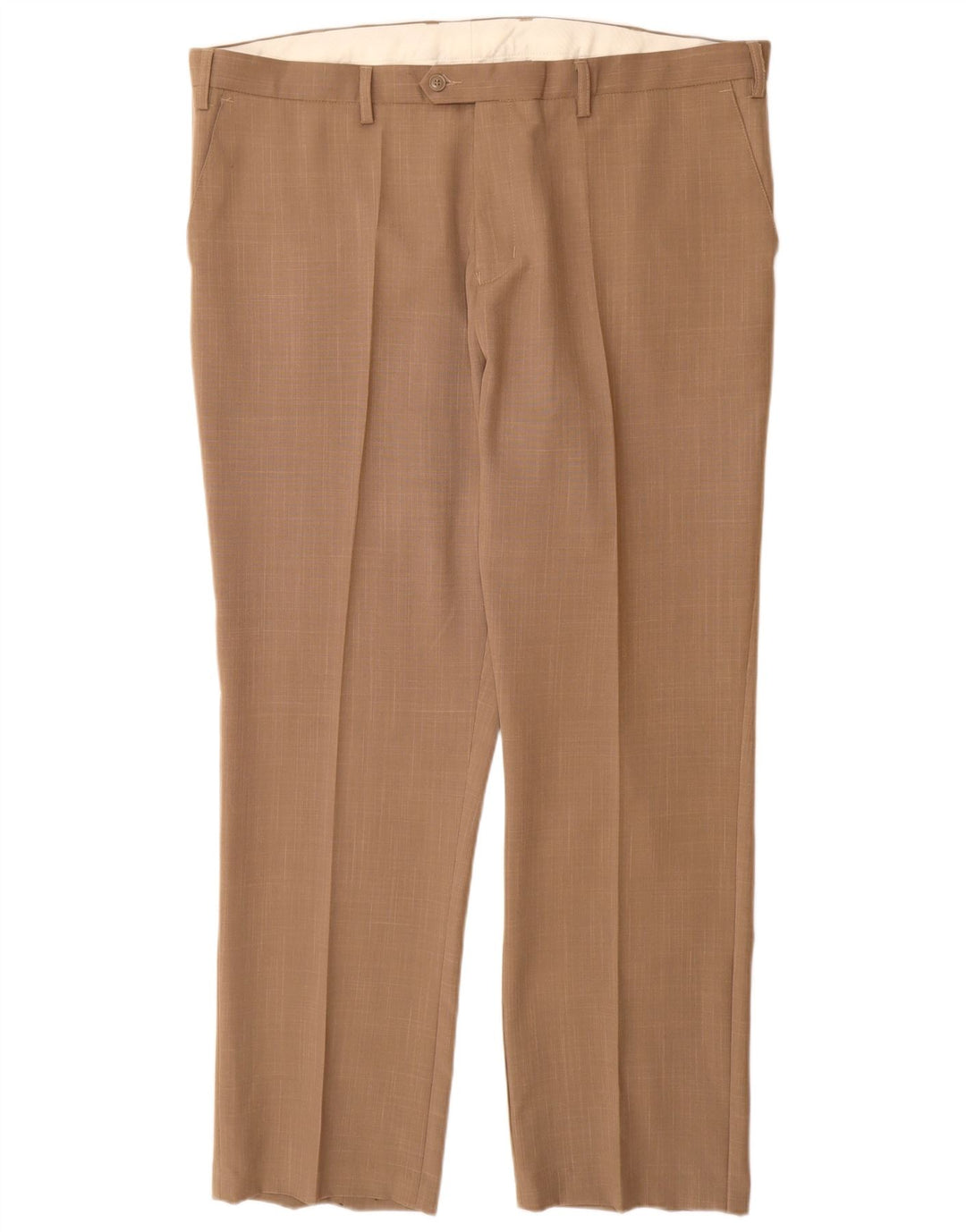 COTTON TRADERS Mens Straight Suit Trousers W42 L31 Beige Polyester