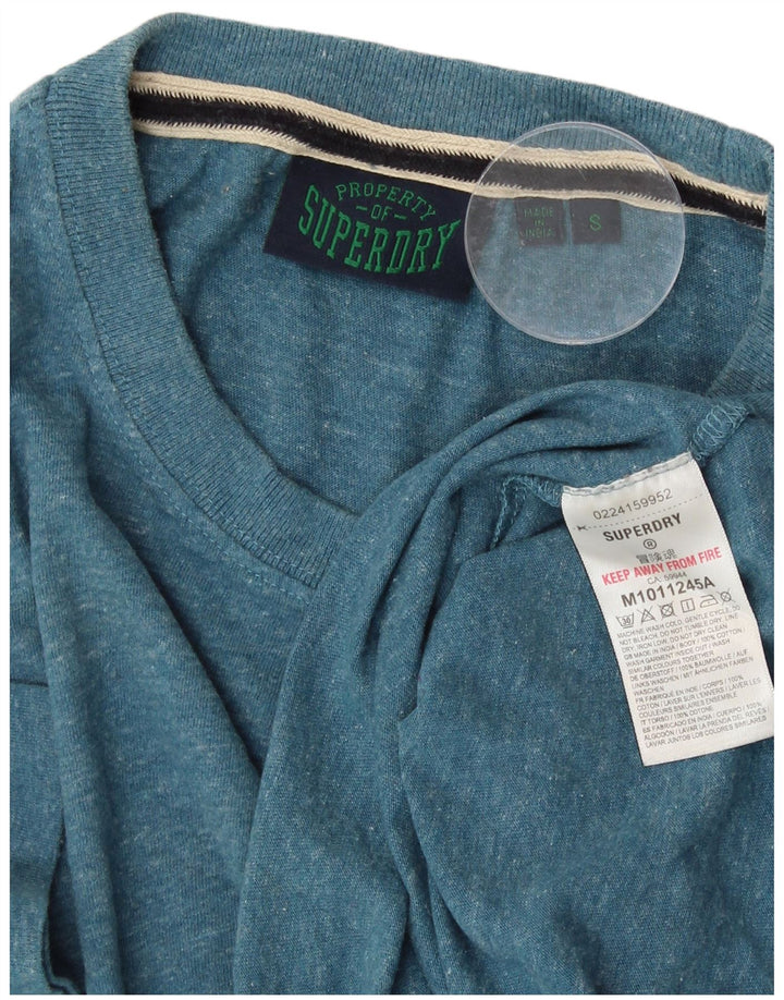 SUPERDRY Mens T-Shirt Top Small Blue Flecked Cotton