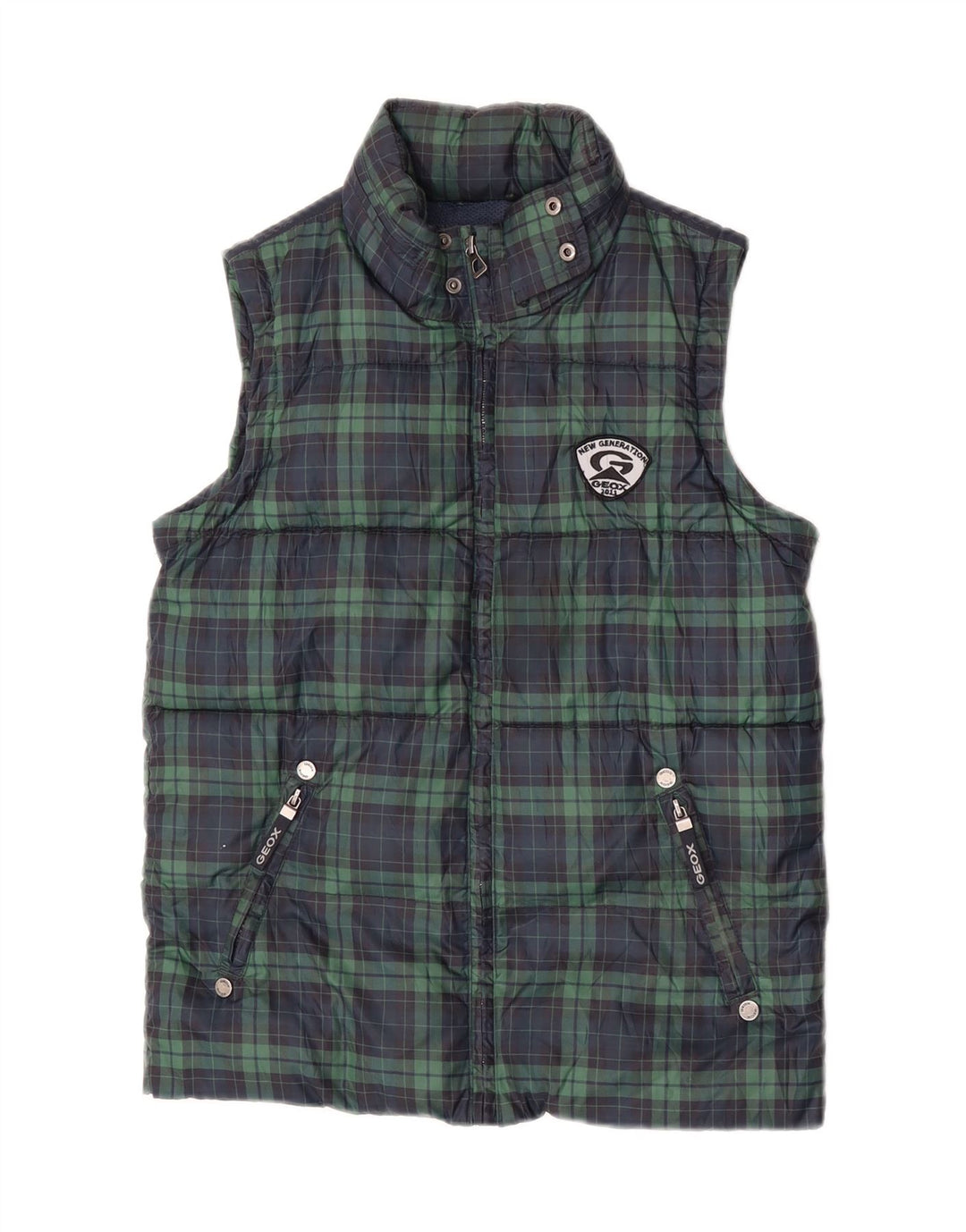 Geox Boys Padded Gilet 9-10 Years Green Check Polyester