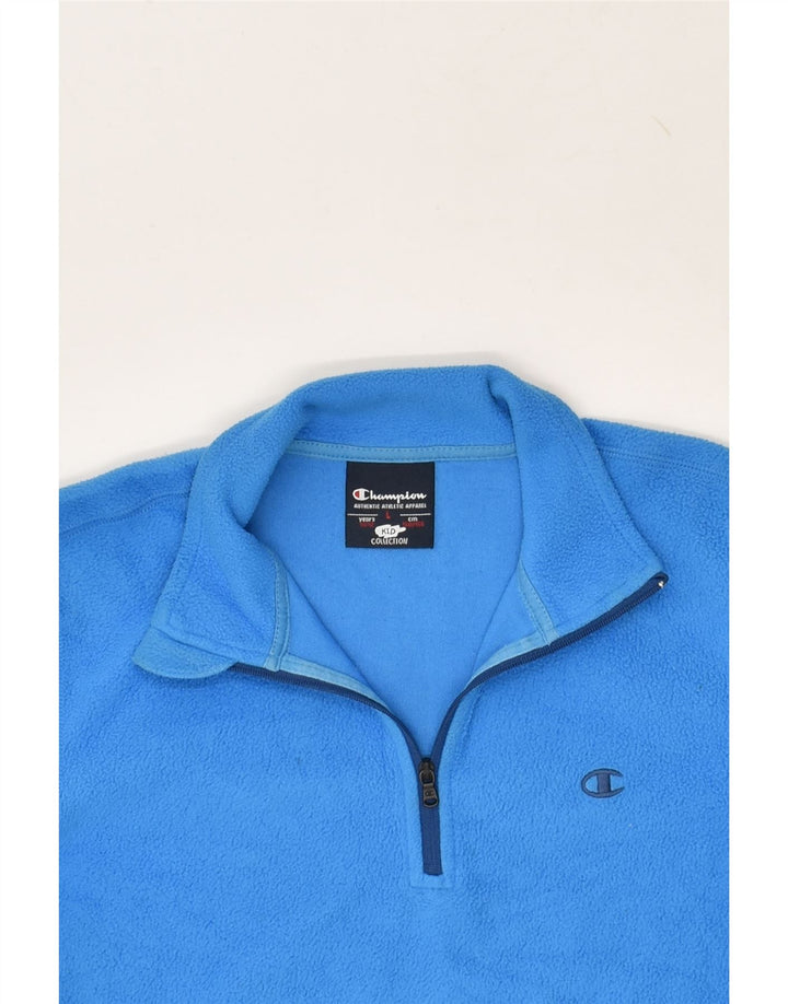 CHAMPION Boys Zip Neck Fleece Jumper 11-12 Years Large Blue Polyester | Vintage Champion | Thrift | Second-Hand Champion | Used Clothing | Messina Hembry 