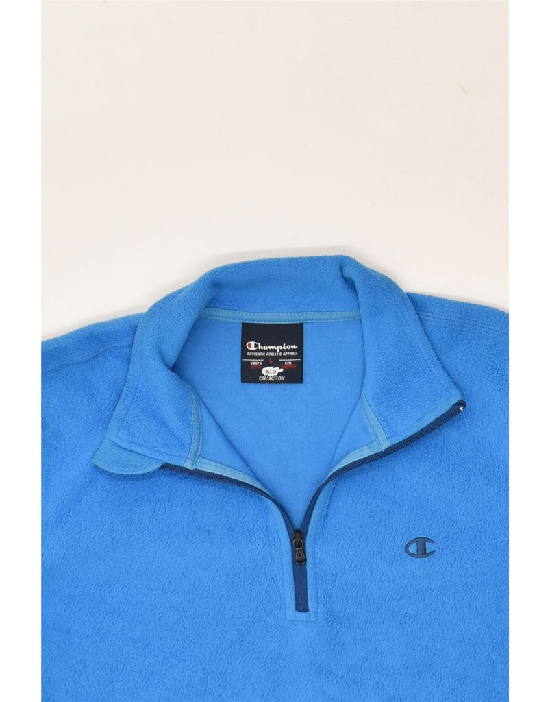 CHAMPION Boys Zip Neck Fleece Jumper 11-12 Years Large Blue Polyester | Vintage Champion | Thrift | Second-Hand Champion | Used Clothing | Messina Hembry 