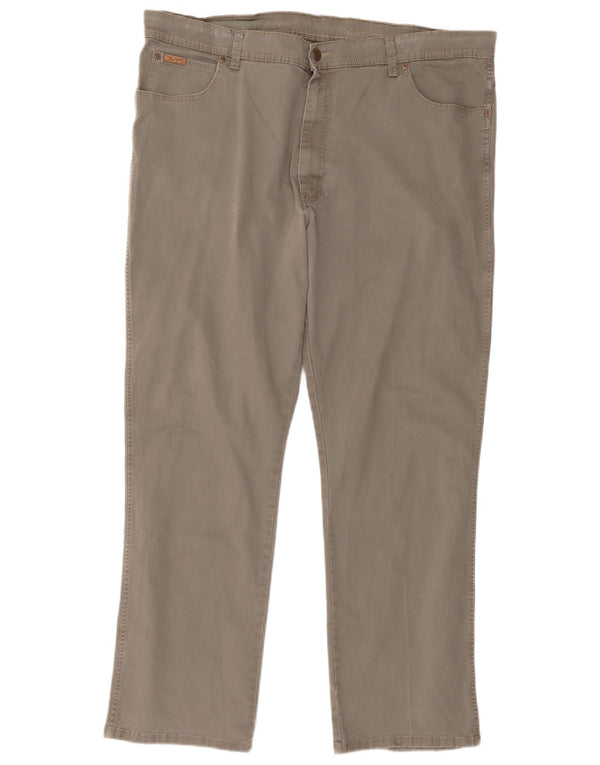 Wrangler Mens Texas Stretch Straight Casual Trousers W42 L32 Grey Cotton