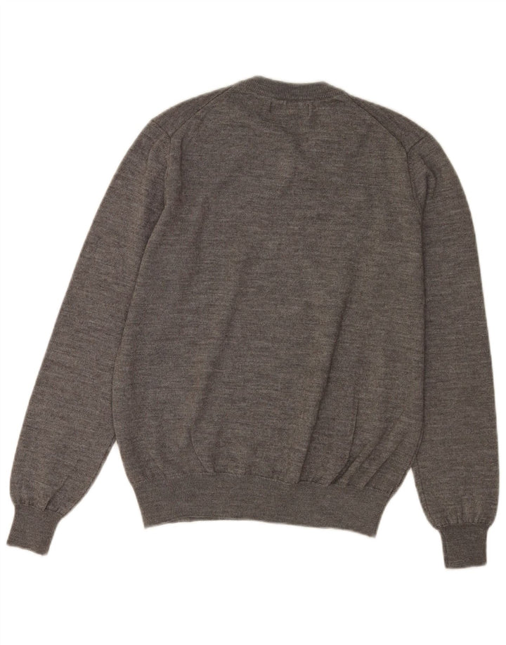 Trussardi Mens V-Neck Jumper Sweater Medium Grey Flecked Wool