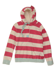 JOULES Womens Classic Fit Hoodie Jumper UK 12 Medium  Pink Striped Cotton