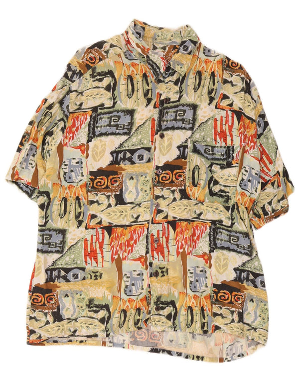 C&A Mens Short Sleeve Shirt Large Multicoloured Geometric Viscose