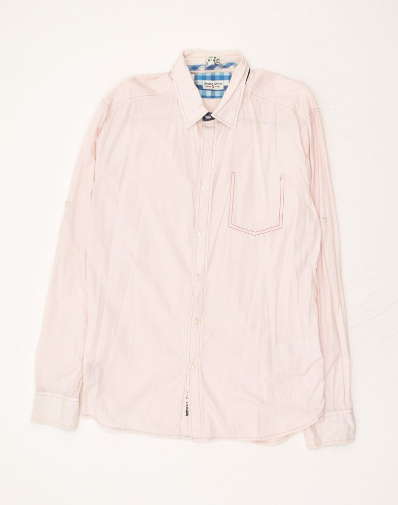 JACK & JONES Mens Shirt Medium Pink Pinstripe Cotton | Vintage Jack & Jones | Thrift | Second-Hand Jack & Jones | Used Clothing | Messina Hembry 