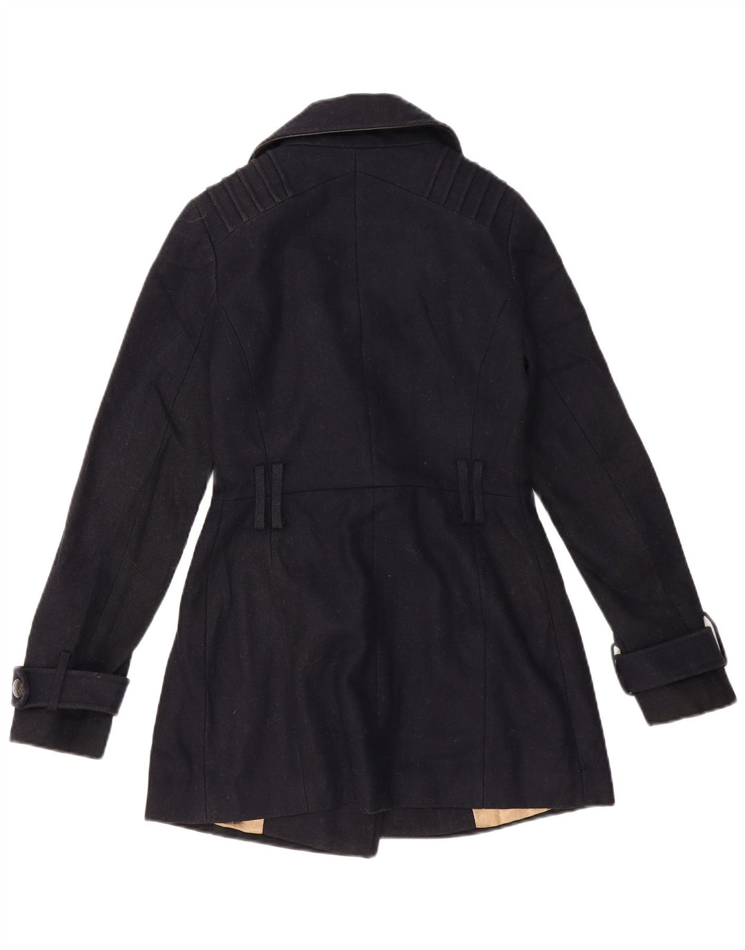 TOPSHOP Womens Pea Coat UK 6 XS Navy Blue Wool