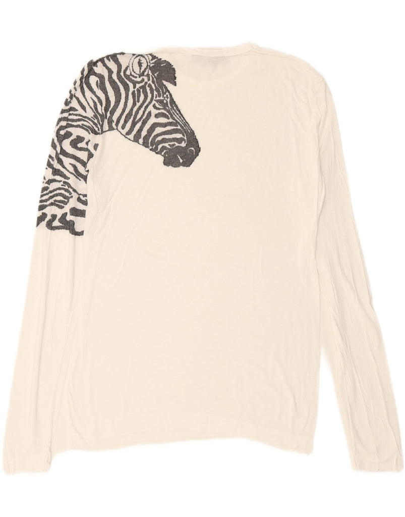 ROBERTO CAVALLI Mens Graphic Top Long Sleeve Medium White Vintage Roberto Cavalli and Second-Hand Roberto Cavalli from Messina Hembry 