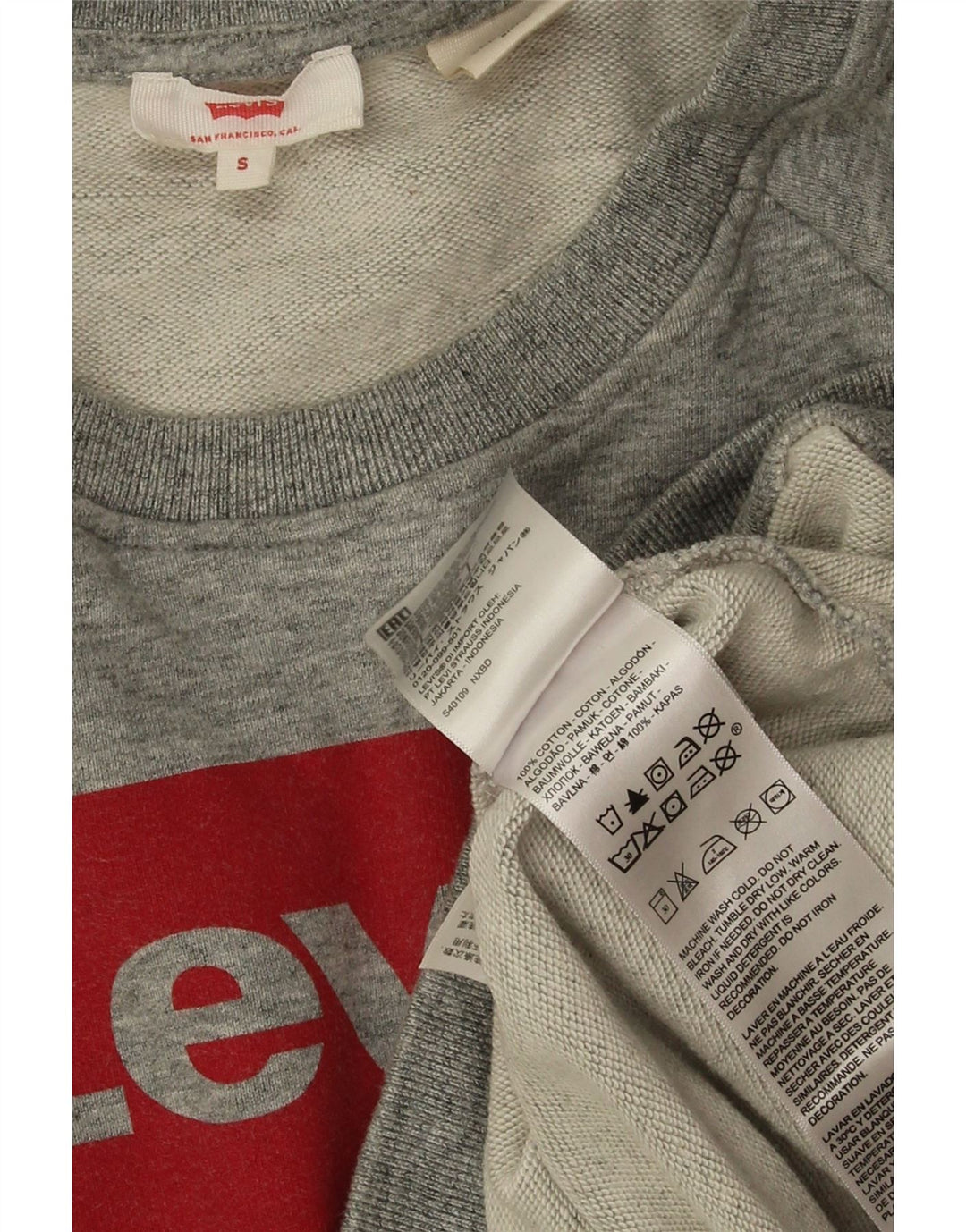 Levi's Womens Graphic Oversized Sweatshirt Jumper UK 10 Small Grey Cotton