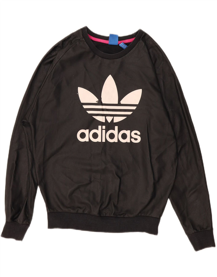 Adidas Womens Graphic Oversized Sweatshirt Jumper UK 8 Small Black