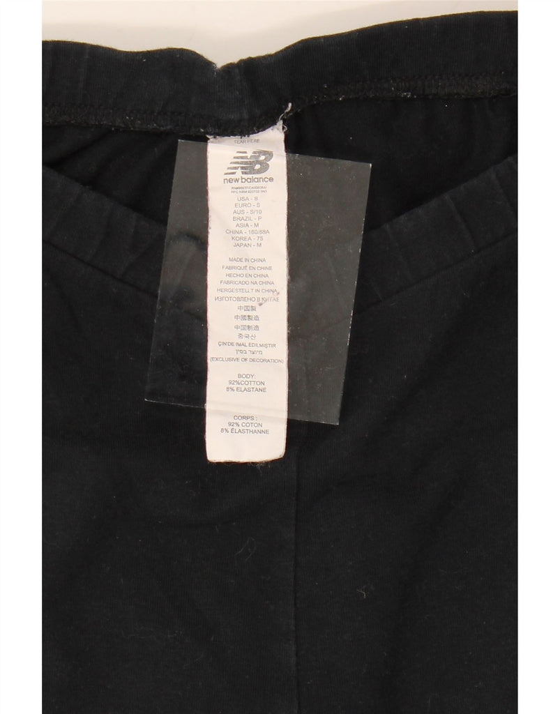 NEW BALANCE Womens Graphic Leggings UK 8 Small Black Cotton Vintage New Balance and Second-Hand New Balance from Messina Hembry 