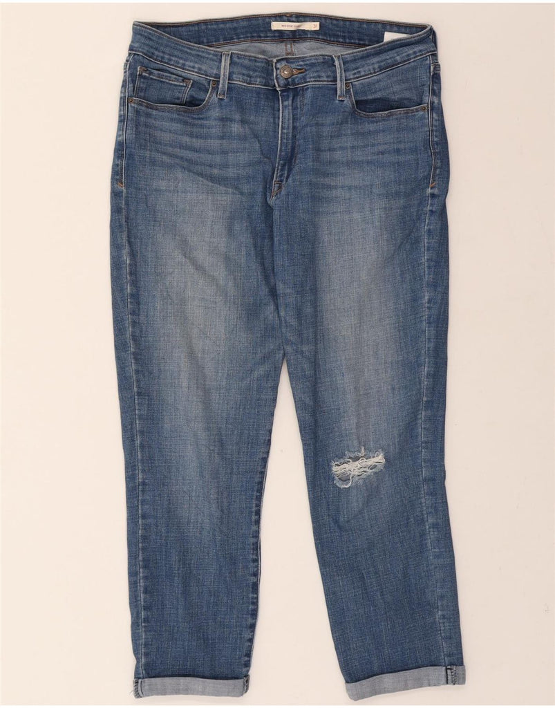 LEVI'S Womens Mid Rise Distressed Crop Skinny Jeans W31 L24 Blue Cotton Vintage Levi's and Second-Hand Levi's from Messina Hembry 