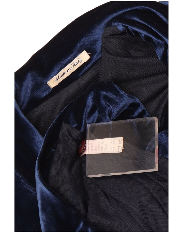 Vintage Womens 5 Button Velour Blazer Jacket UK 12 Medium Navy Blue