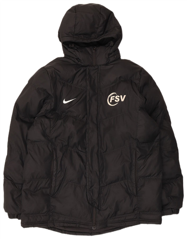 Nike Mens Graphic Hooded Padded Jacket UK 42 XL Black