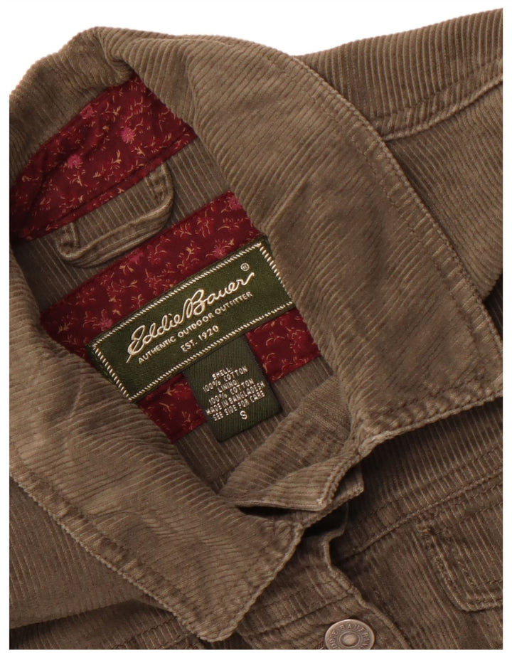 Eddie Bauer Womens Loose Fit Corduroy Jacket UK 10 Small Khaki Cotton