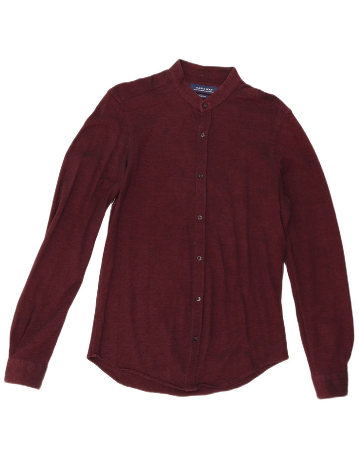 Zara Mens Slim Fit Shirt Small Maroon