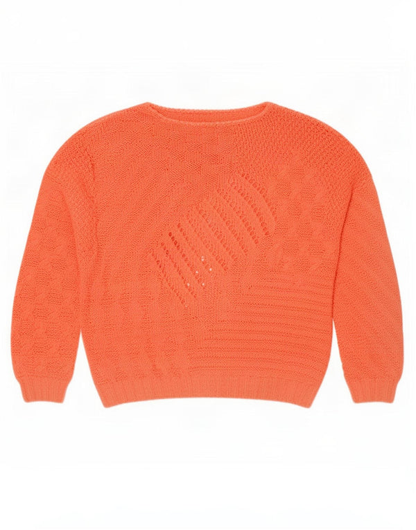 Vintage Womens Boat Neck Jumper Sweater UK 16 Large Orange
