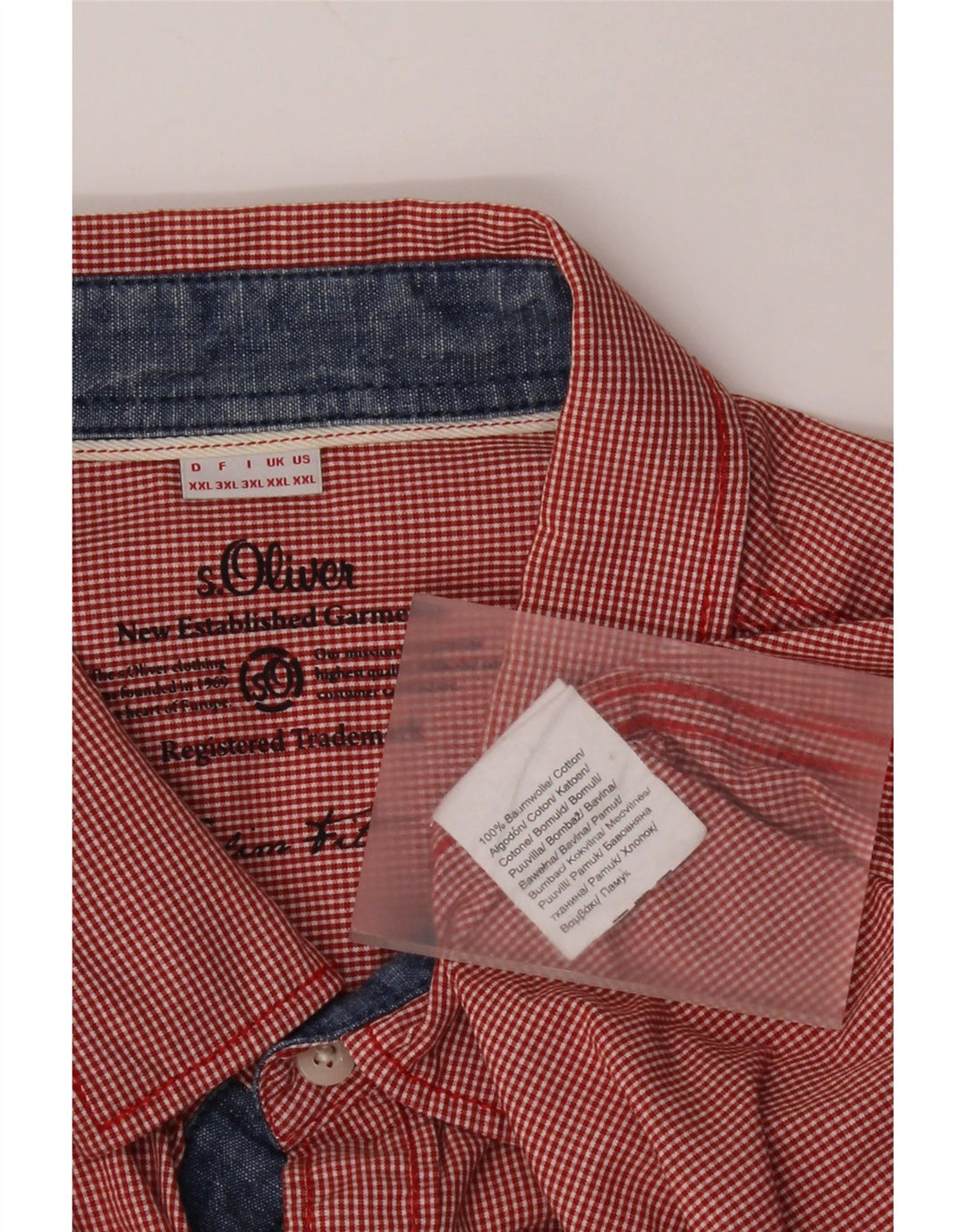 S.Oliver Mens Slim Fit Shirt 2XL Red Gingham Cotton