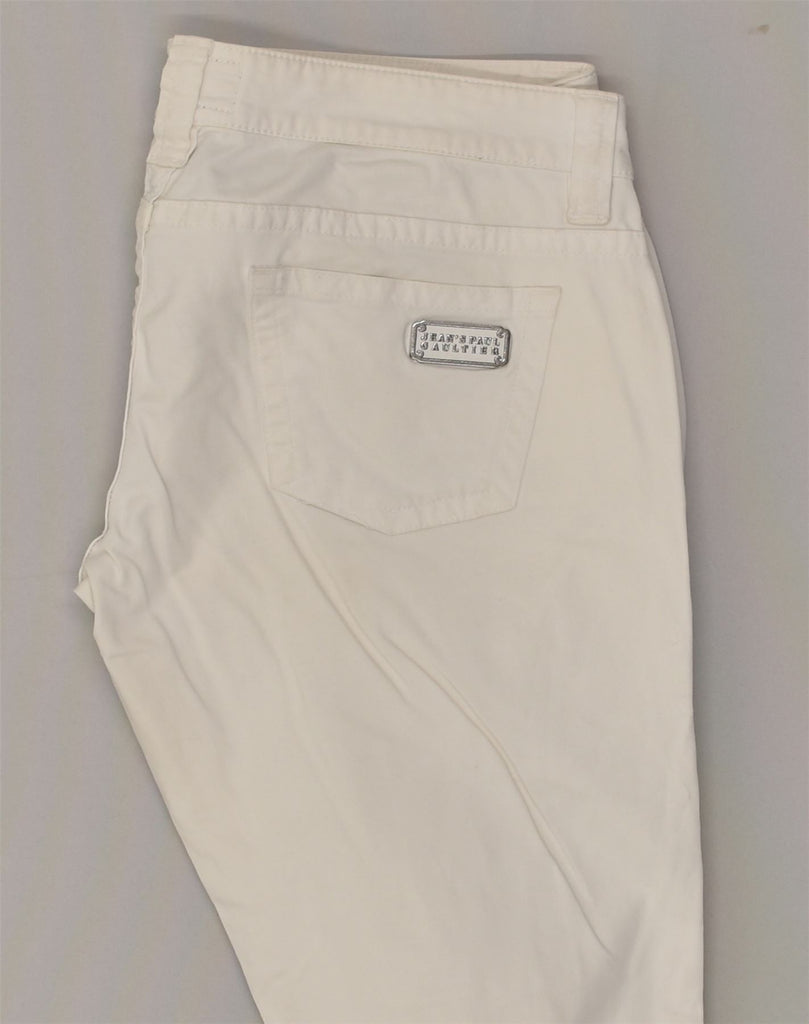 JEAN PAUL GAULTIER Womens Skinny Casual Trousers W29 L31  White Cotton | Vintage Jean Paul Gaultier | Thrift | Second-Hand Jean Paul Gaultier | Used Clothing | Messina Hembry 
