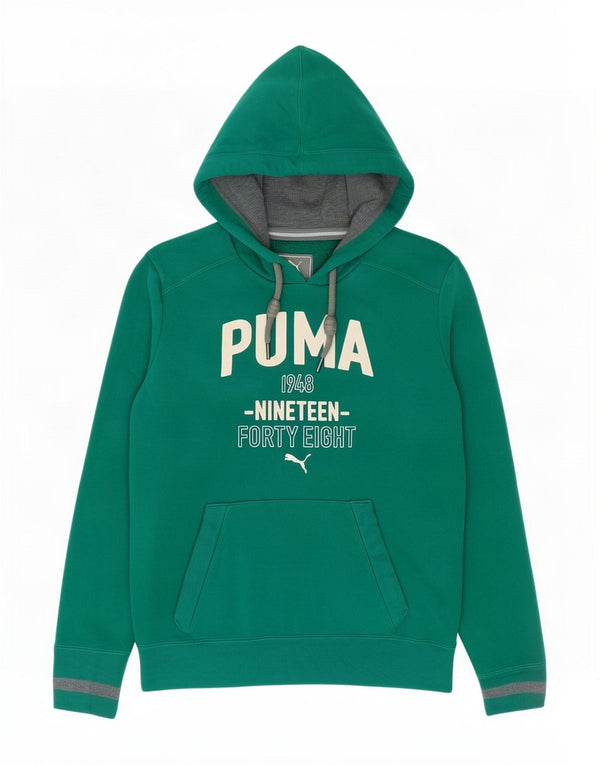 Puma Mens Graphic Hoodie Jumper Small Green Cotton