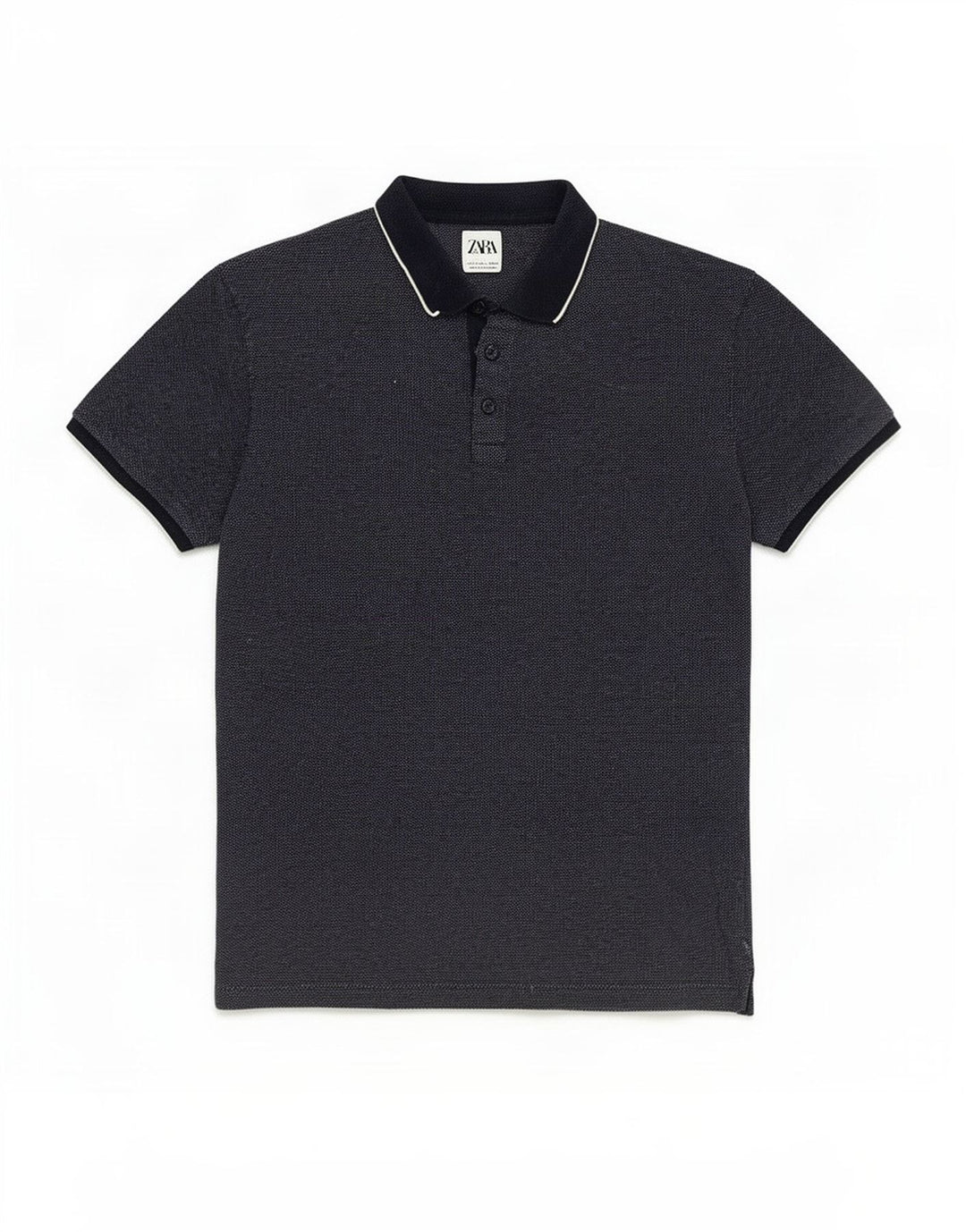 Zara Mens Polo Shirt Large Navy Blue Flecked