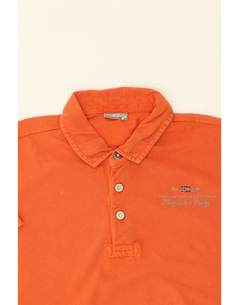 NAPAPIJRI Mens Graphic Polo Shirt Medium Orange Cotton | Vintage Napapijri | Thrift | Second-Hand Napapijri | Used Clothing | Messina Hembry 