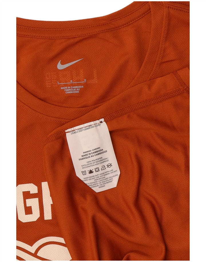 NIKE Womens Graphic T-Shirt Top UK 14 Large Orange Polyester