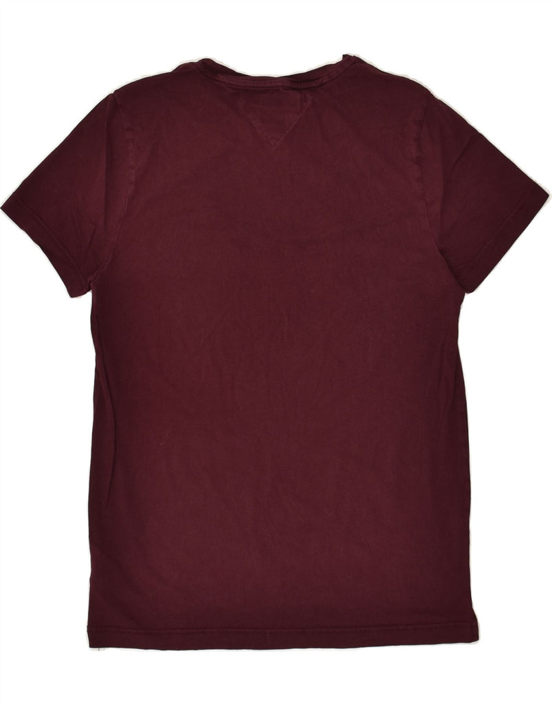 TOMMY HILFIGER Mens Graphic T-Shirt Top Small Burgundy Cotton | Vintage Tommy Hilfiger | Thrift | Second-Hand Tommy Hilfiger | Used Clothing | Messina Hembry 