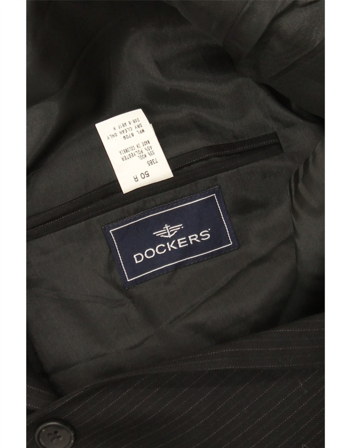 Dockers Mens 2 Button Blazer Jacket IT 50 Large Black Pinstripe Wool