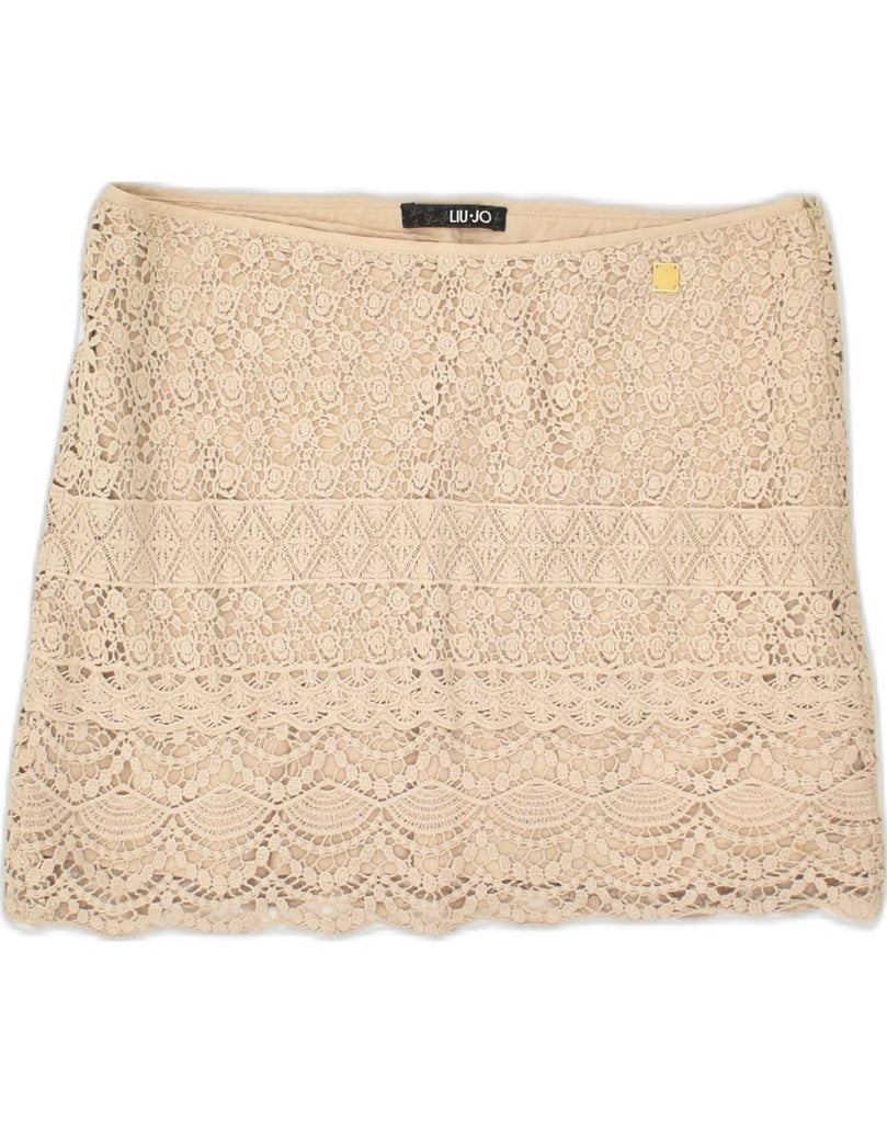 LIU JO Womens Lace Mini Skirt IT 42 Medium W28 Beige Cotton | Vintage Liu Jo | Thrift | Second-Hand Liu Jo | Used Clothing | Messina Hembry 