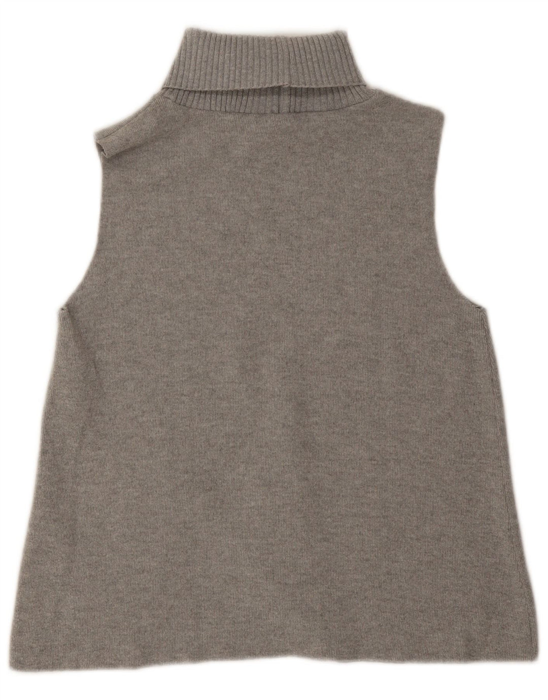 Zara Womens Roll Neck Vest Top UK 14 Medium Grey Polyester