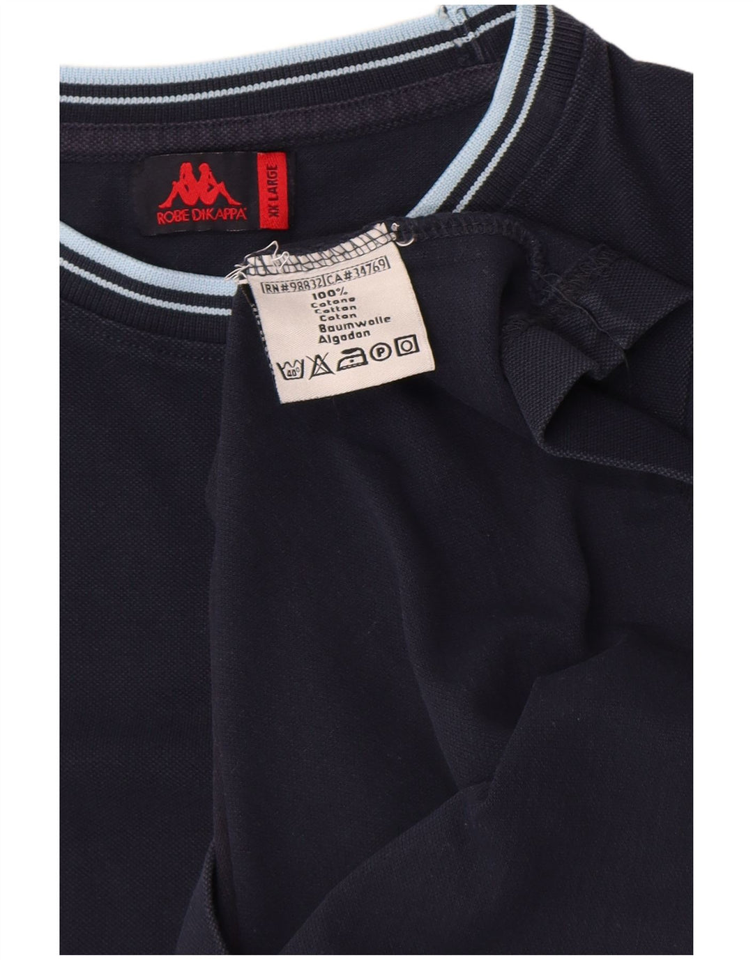 Kappa Mens T-Shirt Top 2XL Navy Blue Cotton