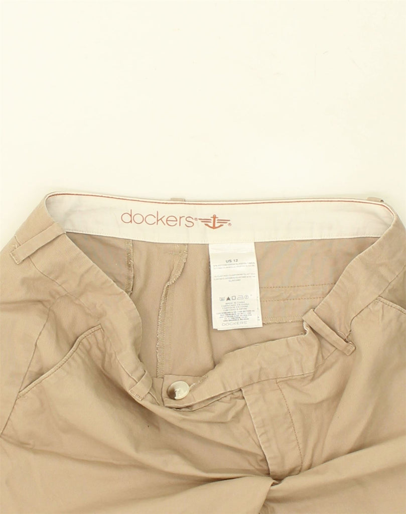 DOCKERS Womens Tapered Cropped Trousers US 12 Large W34 L25  Beige Cotton | Vintage Dockers | Thrift | Second-Hand Dockers | Used Clothing | Messina Hembry 